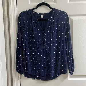 Blue/white polka dot blouse
